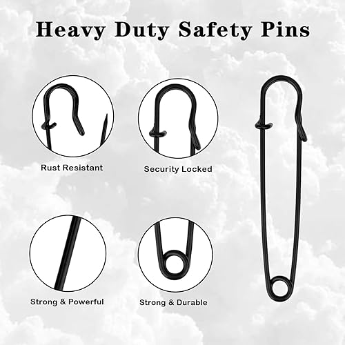 Miniatura 9 de 15 pasadores de seguridad grandes, pasadores de seguridad de acero resistente de 4 pulgadas para ropa, ideales para cuero, lona y lana, punta