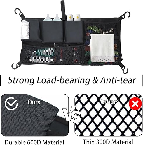 Miniatura 5 de Red de carga para cochecito, organizador de accesorios Abnaok Wagon compatible con modelos WONDERFOLD Serie W, bolsa de almacenamiento de malla de