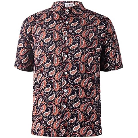Mens Hawaiian Shirt Lightweight Rayon Shirt Short Sleeve Lapel Fancy Shirt Neutral Style Dark Blue 2XL Cover