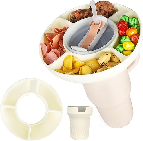 Bandeja de silicona para vaso Stanley de 40 onzas con asa, cuenco reutilizable compatible con Stanley Cup, anillo de aperitivos para vasos Stanley,