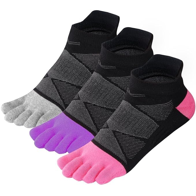 Toe Socks for Women and Men Cotton Five Finger Running Socks Athletic Wicking 3 Pairs-image-36