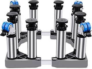 Washing Machine Base Washing Machine Stand Base Adjustable Bases Length/Width 41-65cm Movable Large Wooden Barrel Holder Stand Dryer and Refrigerator Floor Trays Base with Locking Swivel eels