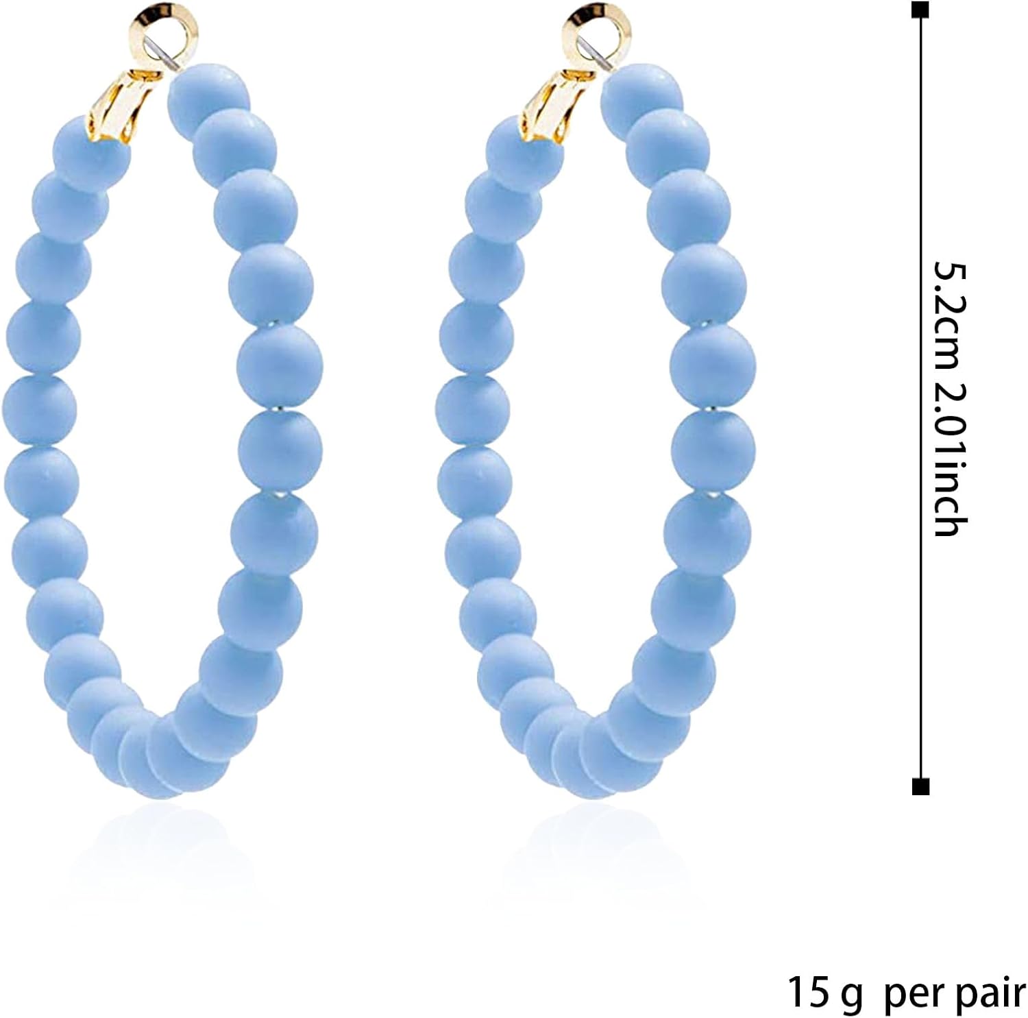 Beaded Hoop Earrings Women Bohemian Circle Round Colorful Bead Dangle Earrings for Women - Image 5