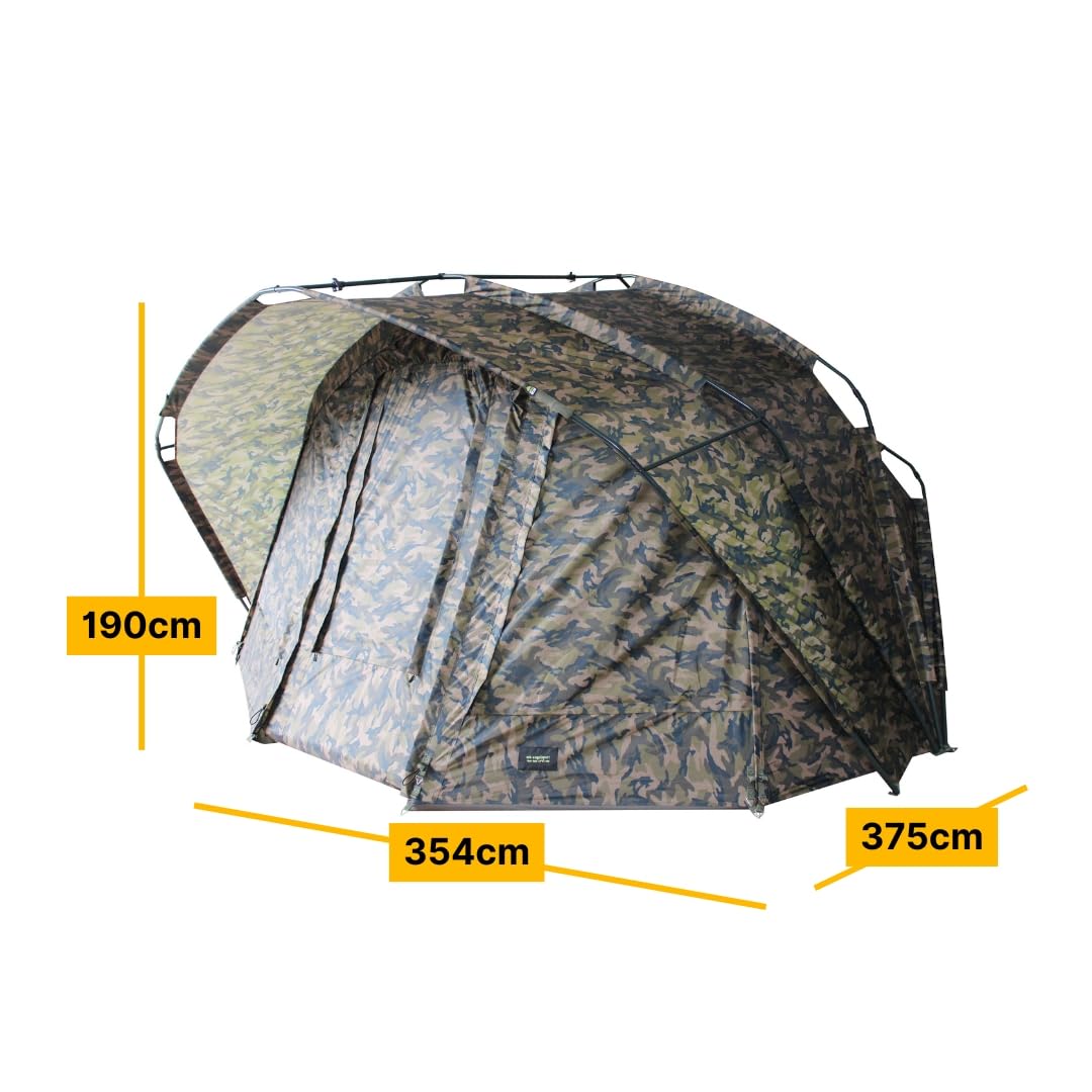 MK-Angelsport Fort Knox 2.0 Ghost Tienda de pesca para 3 – 4 personas, altura interior 1,9 m, ancho x profundidad x alto: 3,54 m x 3,75 m, tienda de campaña de pesca impermeable y estable, incluye