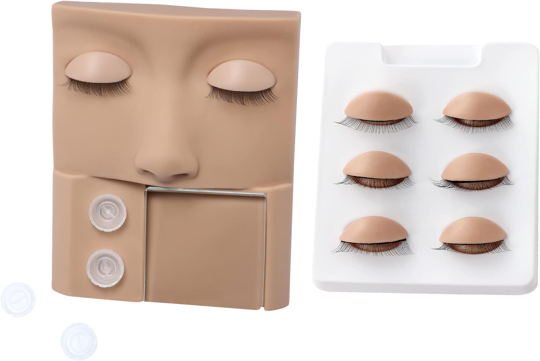Beauty7Makeup Practice Face Lash Mannequin Head Lash Extension Training Kit & Replacement Eyelids 3D Reusable Silicone Mannequin Practicing Board with Removable Eyelids Silicone Practice Set