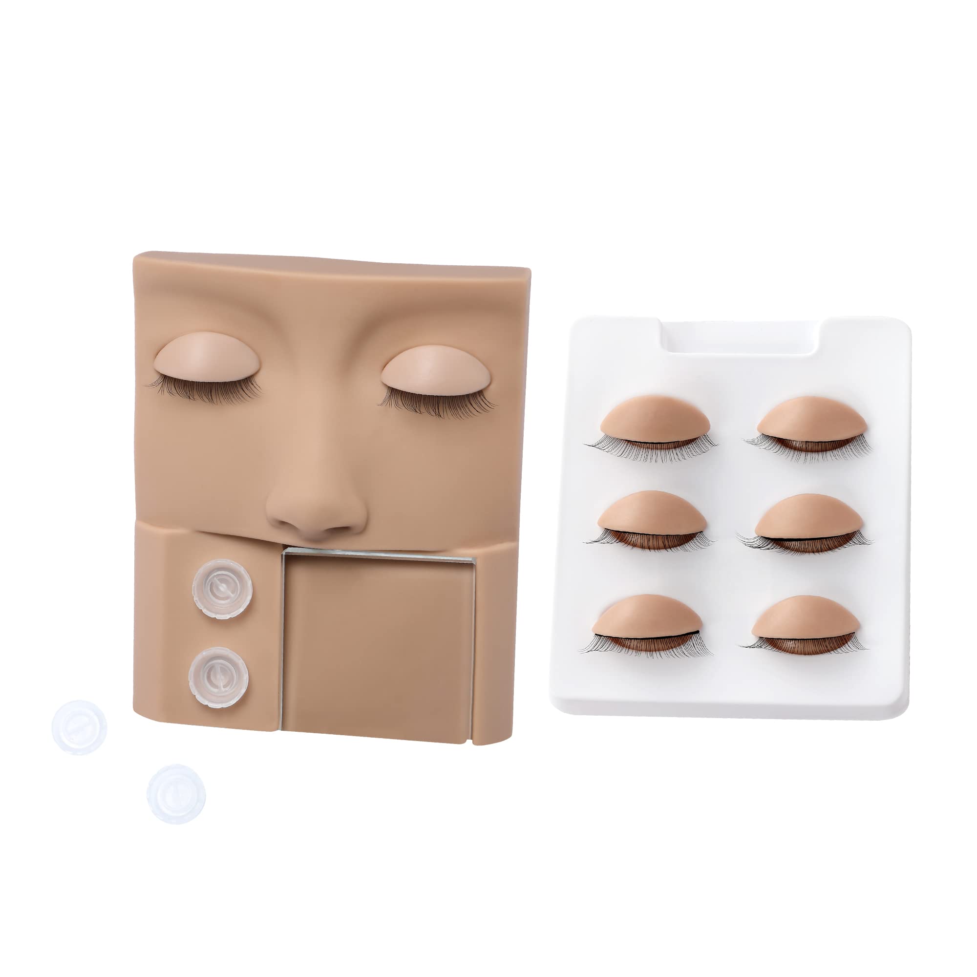 Beauty7Makeup Practice Face Lash Mannequin Head Lash Extension Training Kit & Replacement Eyelids 3D Reusable Silicone Mannequin Practicing Board with Removable Eyelids Silicone Practice Set