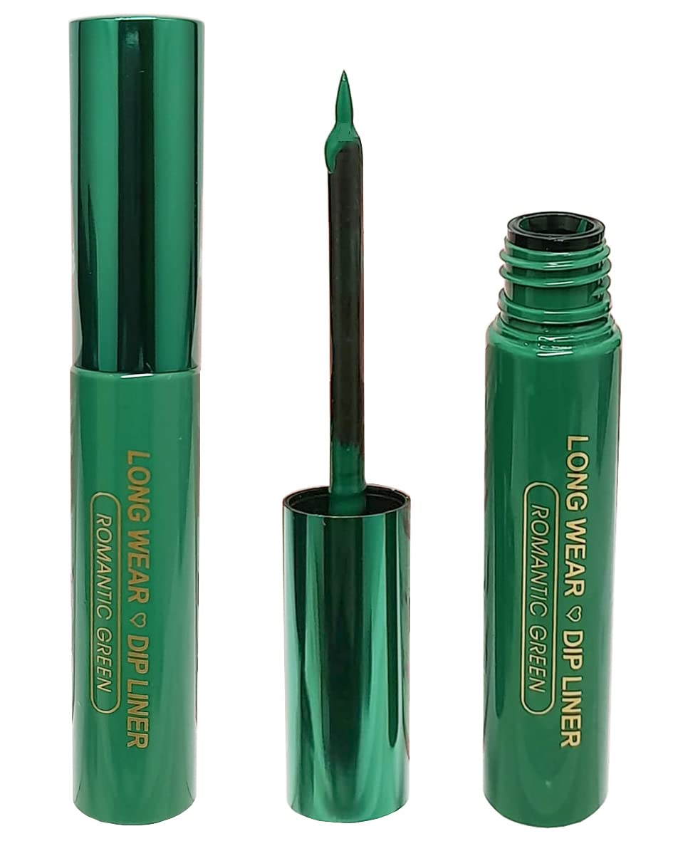 [Ear Lobe & Accessories] Dip Liner - Green (5 ml) | Smooth Application | Ultra Fine and Flexible Tip | Cat Eye and Winged Look| | Waterproof | Smudgeproof | Longlasting