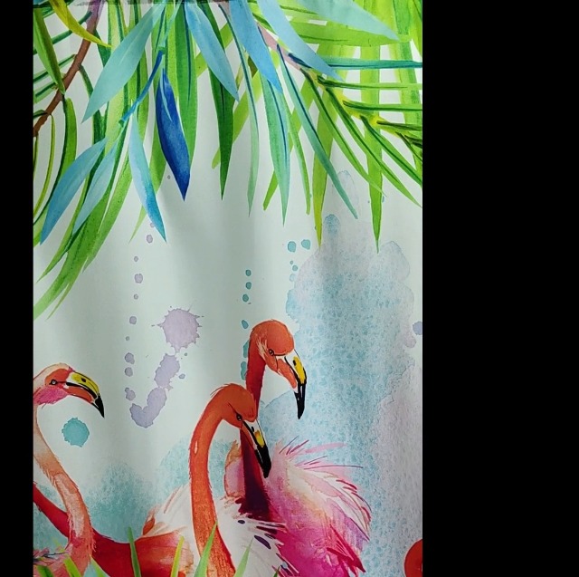 Flamingo Duschvorhang – Aquarell-Tropenmuster, Wasserdicht & Schimmelresistent