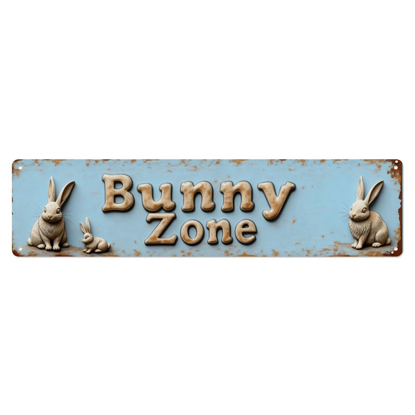 Bunny Zone Rabbit Theme Design Metal Tin Sign Plaque
