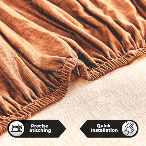 Image of Story@Home Sofa Cover 3 Seater Fully Covered | Stretchable Polyester Spandex Elastic Sofa Cover 3 Seater | Orange Criss Cross 3 Seater Sofa Covers for Living Room & Create Your Own Customized Set