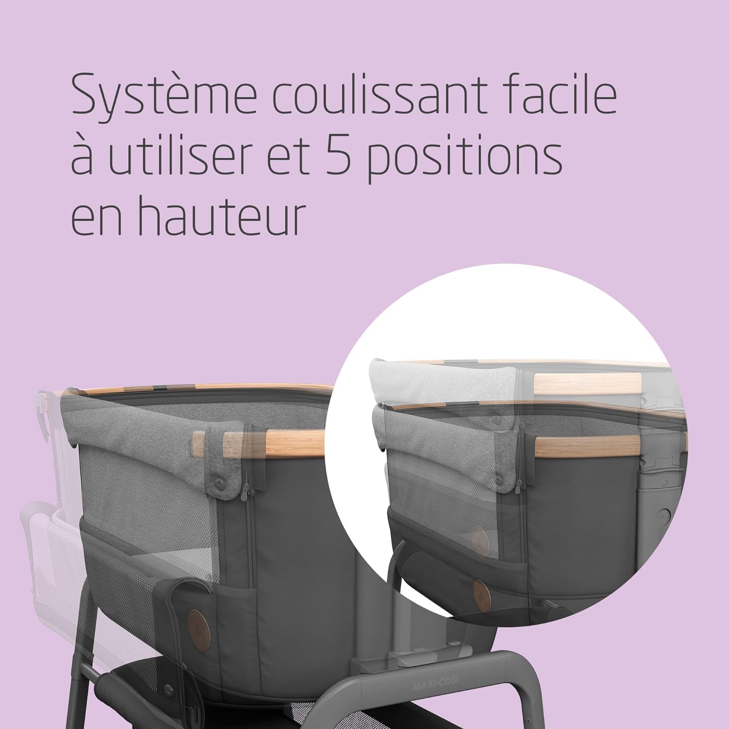 Maxi-Cosi Iora Berceau Cododo, Lit Cododo Bebe Pliable, 0-6 Mois, 9 kg Max, 4 Inclinaisons et 5 Hauteurs, Système Coulissant, Matelas Confort, Grand Panier, Facile à Transporter, Essential Graphite