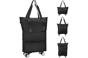 FUNARTY Expandable Travel Duffel Bag with Wheels and Shoulder Strap for Women and Men