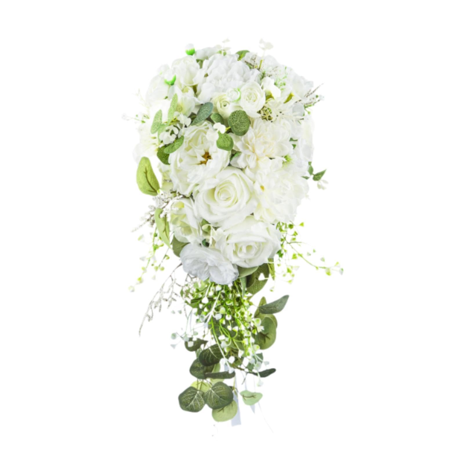 HIFRQVVC Wedding bouquets with handles, Wedding Bouquet For Bride Bridesmaid Holding Flowers Green Leaves Teardrop