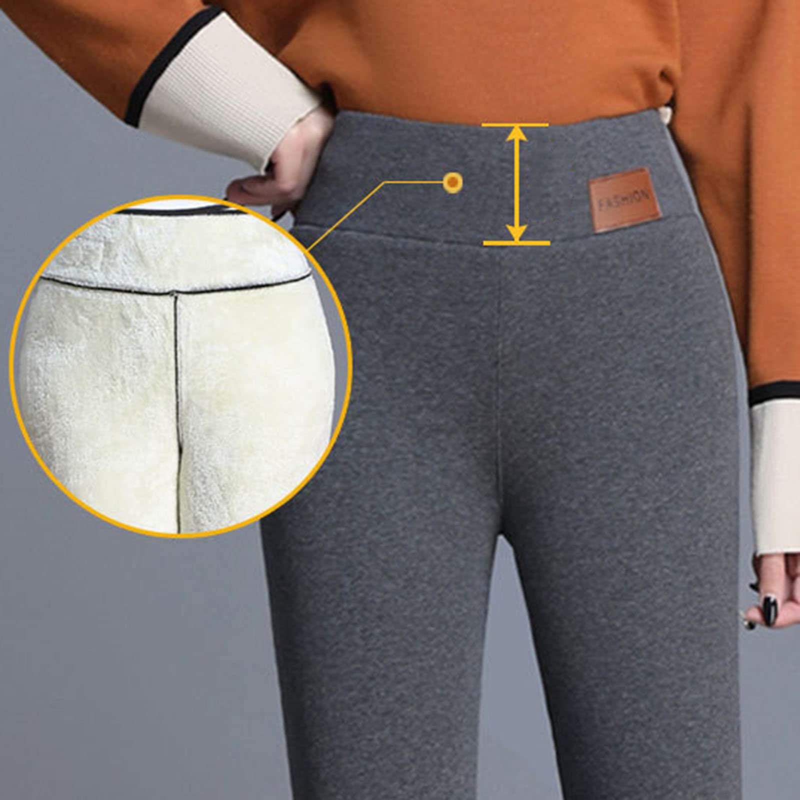 Winter Warm Leggings Fluweel Elastisch Krap Broek Voor Dames Hoog Getailleerd Dik Legging Broek (Color : Light Gray, Size : 2XL