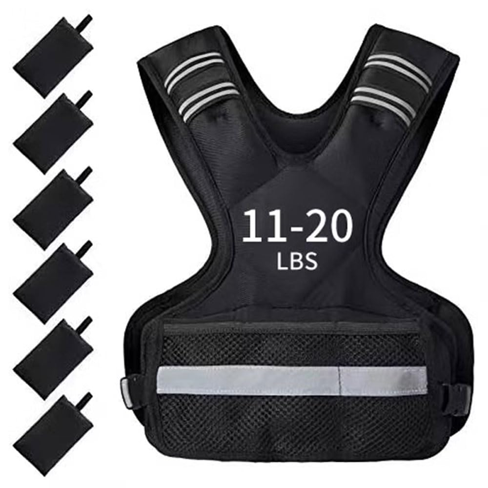 Adjustable Weighted Vest 4-20lbs for Men Women Breathable Fitness Weight Vest for Running HIIT Strength Training - Neoprene