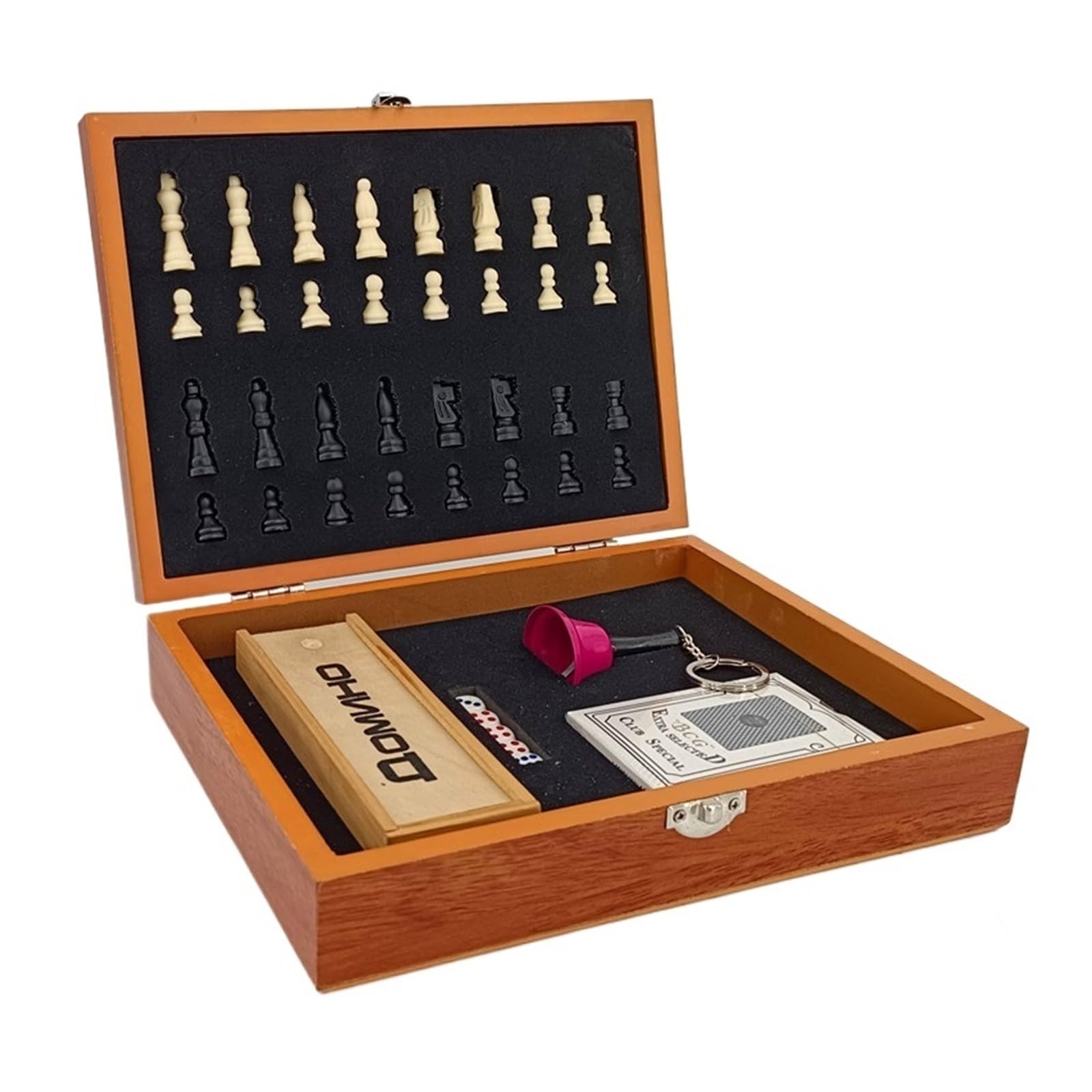 echiquier Jeu d'échecs Pliable for Enfants et Adultes, Dominos, dés, Cartes à Jouer, Clochette, Jeux de société, idéal for Les Voyages echecs Jeu