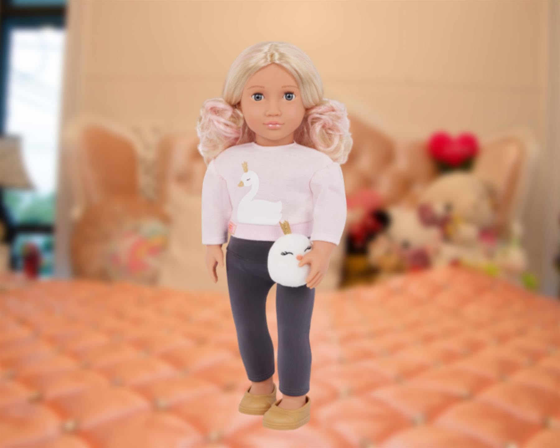Our Generation Eliana - 18-calowa modna lalka ze strojem o tematyce łabędzia, szare oczy i stylowe blond włosy - ubrania dla lalek i akcesoria kompatybilne - wiek 3+"