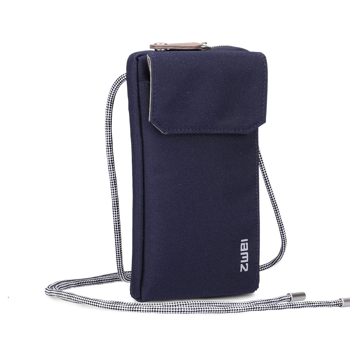 Zwei Handytasche zum Umhängen Olli OP30 Smartphone-Etui 19 x 11 cm, Kleingeldfach + 4 Kartensteckfächer, umlaufender Reißverschluss, längenverstellbarer Riemen, Robustes Material (Blau)