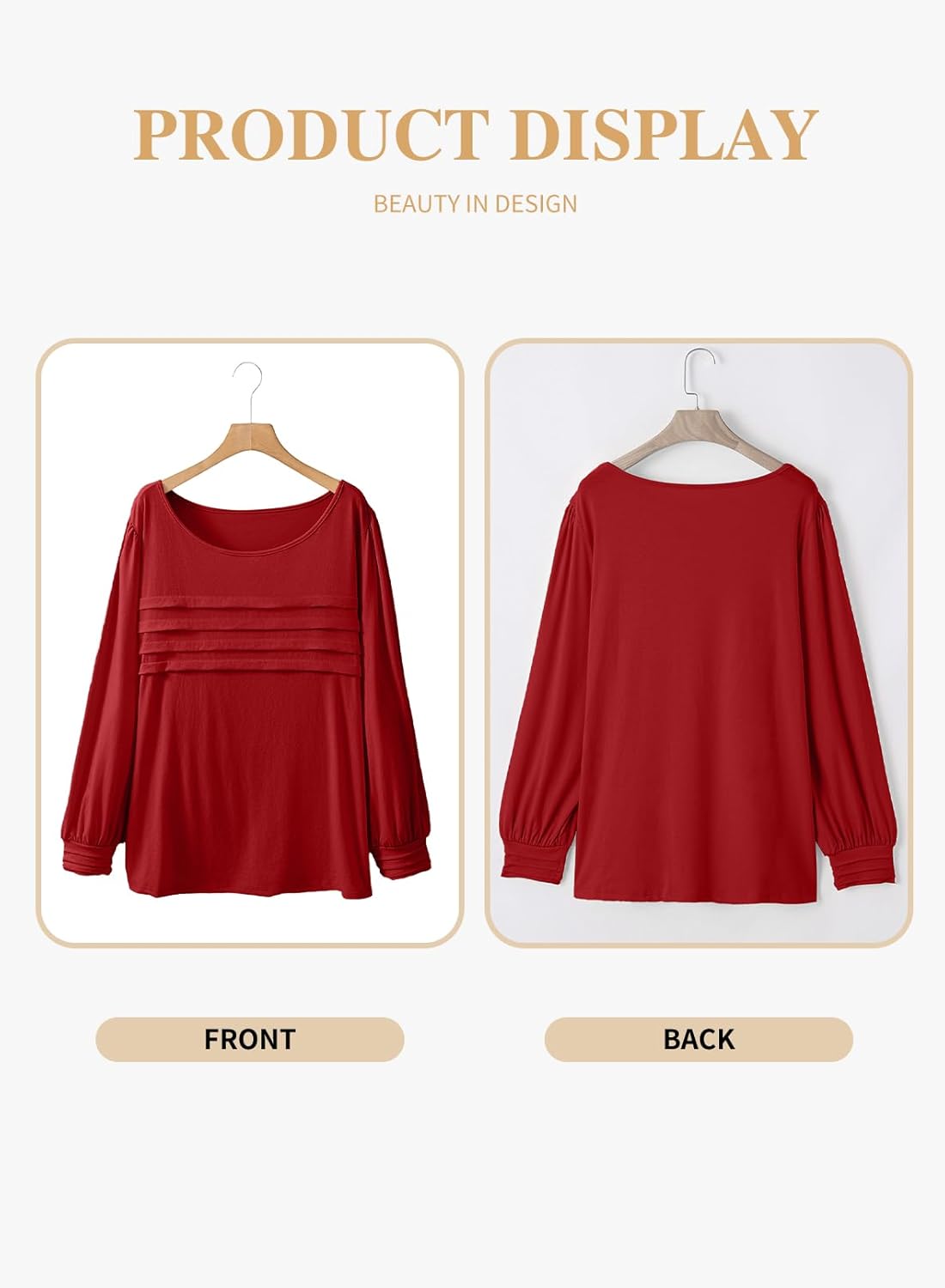 Eytino Womens Plus Size Tops Long Sleeve Blouse Crewneck Pleated Knit Casual Loose Fit Shirts(1X-5X) - Image 4