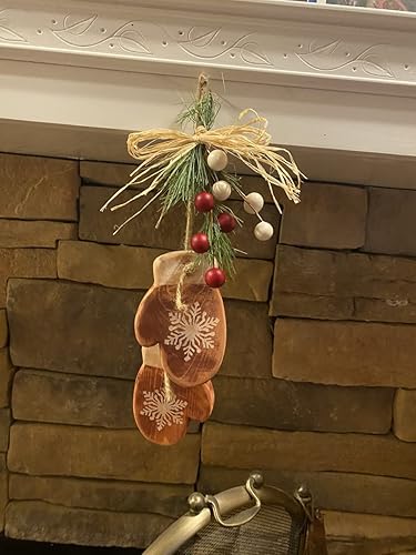 Miniatura 3 de Chunky rustic wood mitten, Christmas ornament for mom, primitive wood decor for mantel, farmhouse winter decor, mitten wood cutout