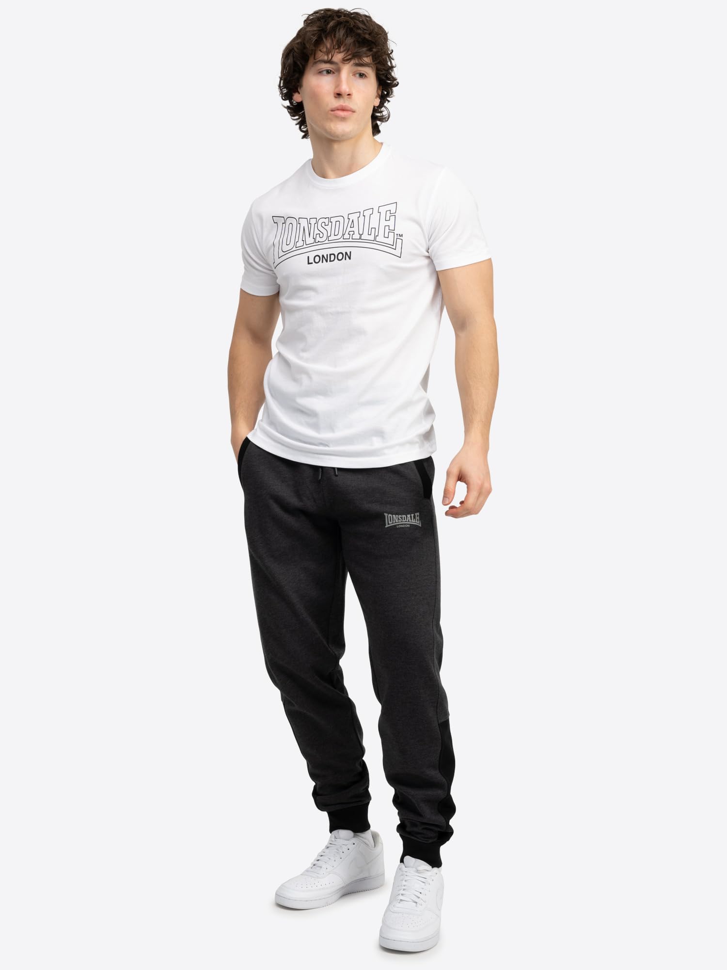 Lonsdale London Heckfield Hombre Pantalones de deporte Antracita Suelto