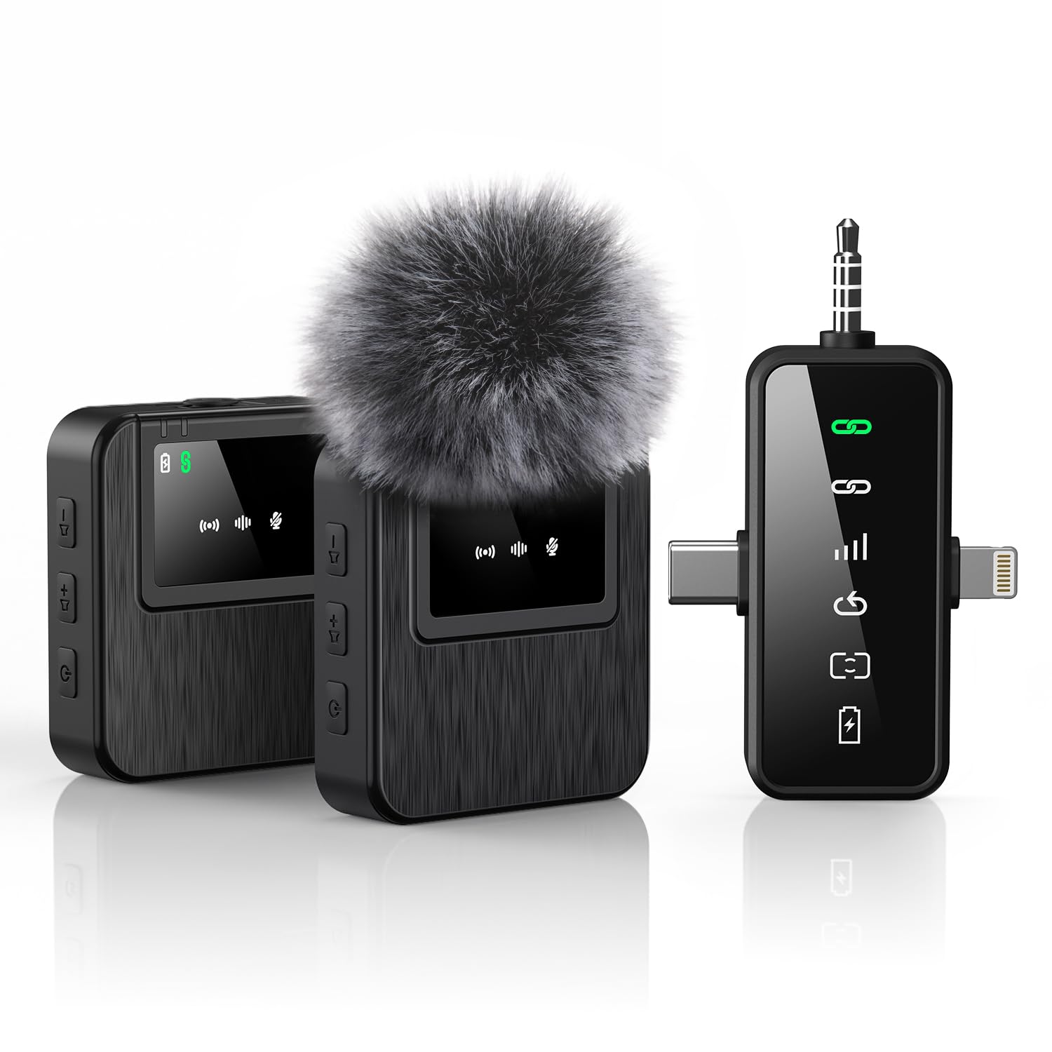 3-in-1 Professional Mini Microphone for iPhone, Android, Camera- 328ft Range, 20H Battery, Wireless Microphones, Noise Canceling for Recording, Live Streaming, YouTube, TikTok