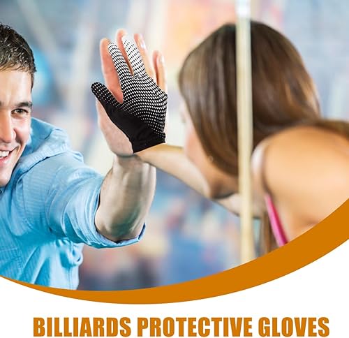 Miniatura 6 de EXCEART Guantes elásticos para espectáculo de 3 dedos, tiradores de billar, carom piscina, guantes deportivos para usar en la mano derecha o