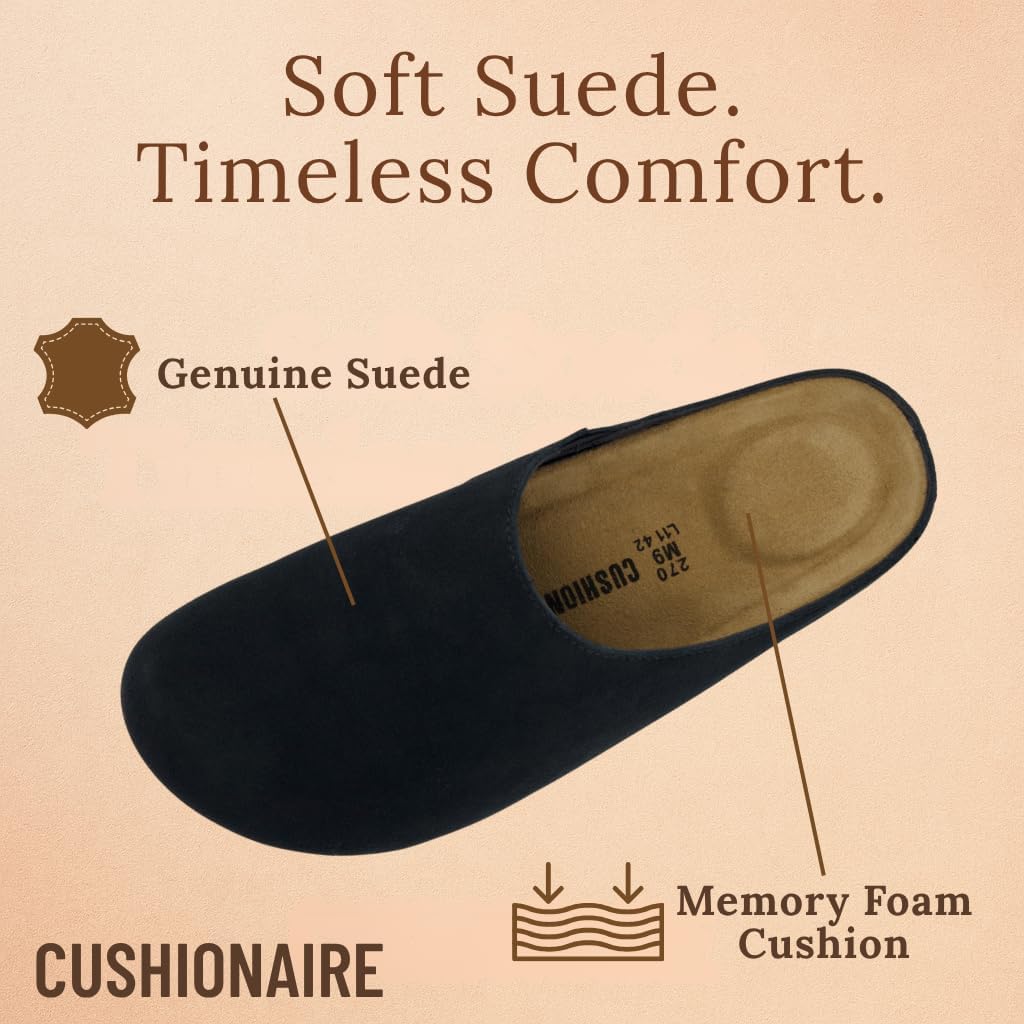 CUSHIONAIRE Heath Genuine Suede Leather Mens Clogs with Memory Foam Comfort, Easy Slip On Slides for Men - Image 5