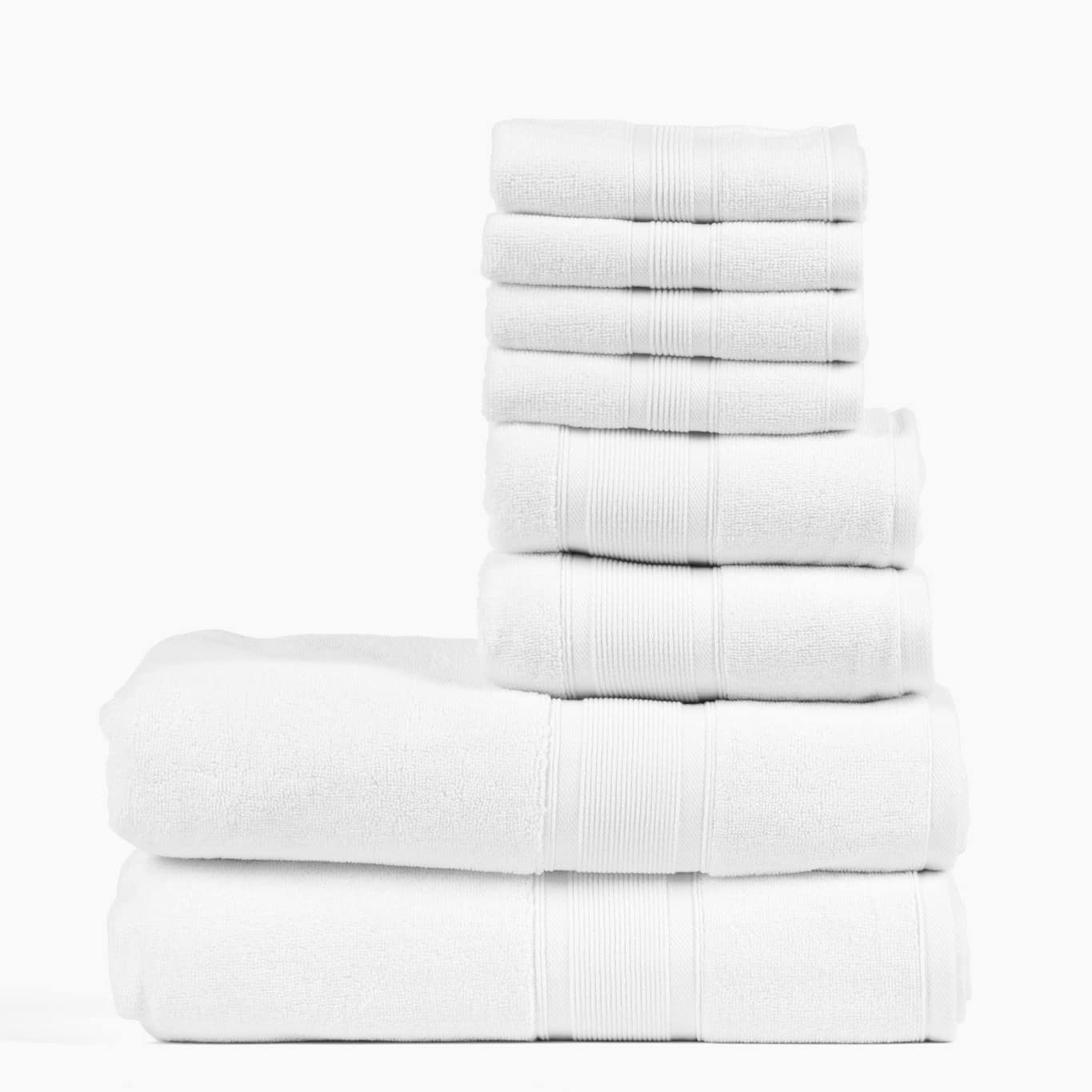 LUZIA - Set di asciugamani in cotone turco, 8 pezzi, 2 asciugamani, 2 asciugamani e 4 panni Infradito colorati estivi, con finte perline