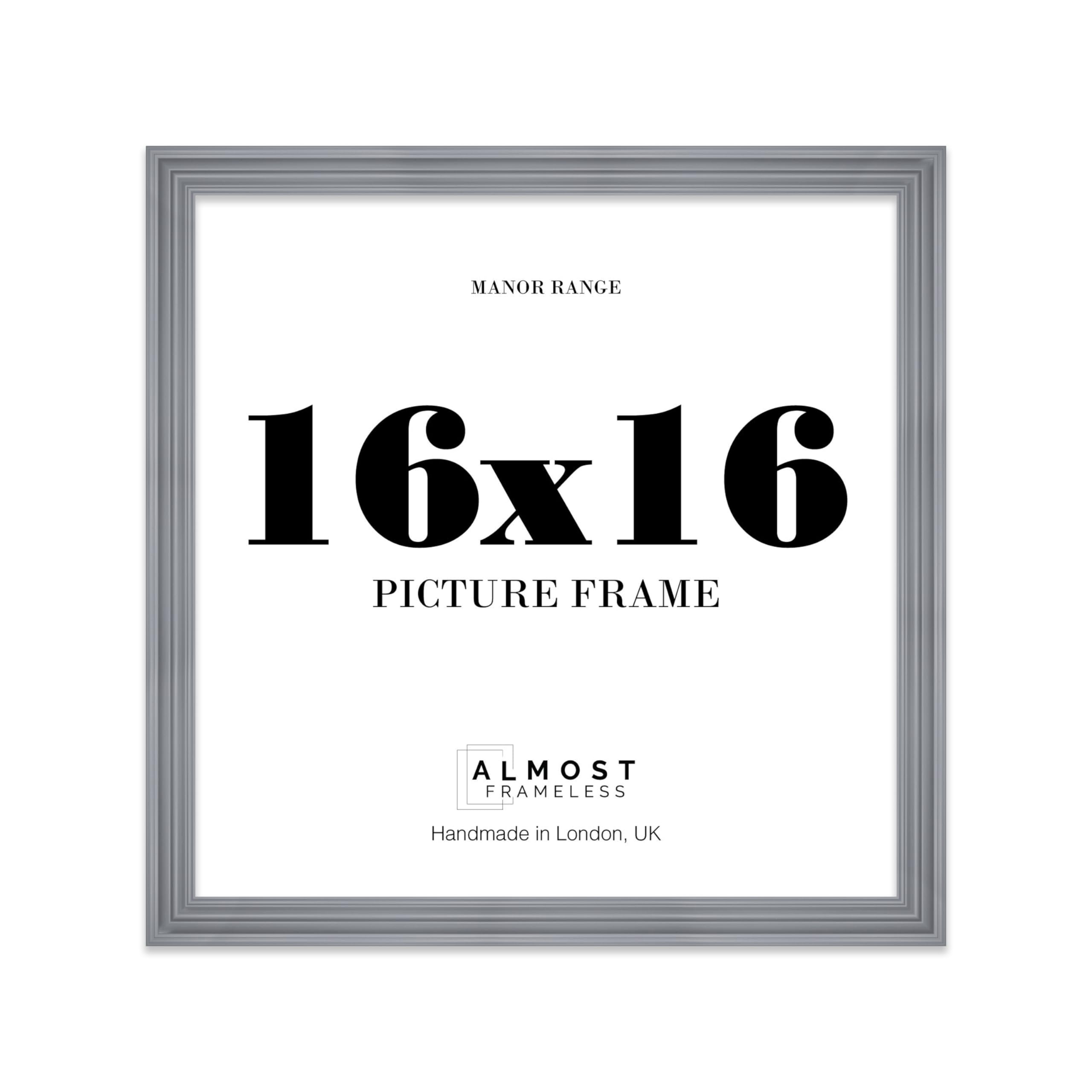 16x16 Picture Frame, Display 16x16 Pictures (40.6 x 40.6cm) - Scandi Grey Vintage 42mm Edge Room Decor - 1 Pack