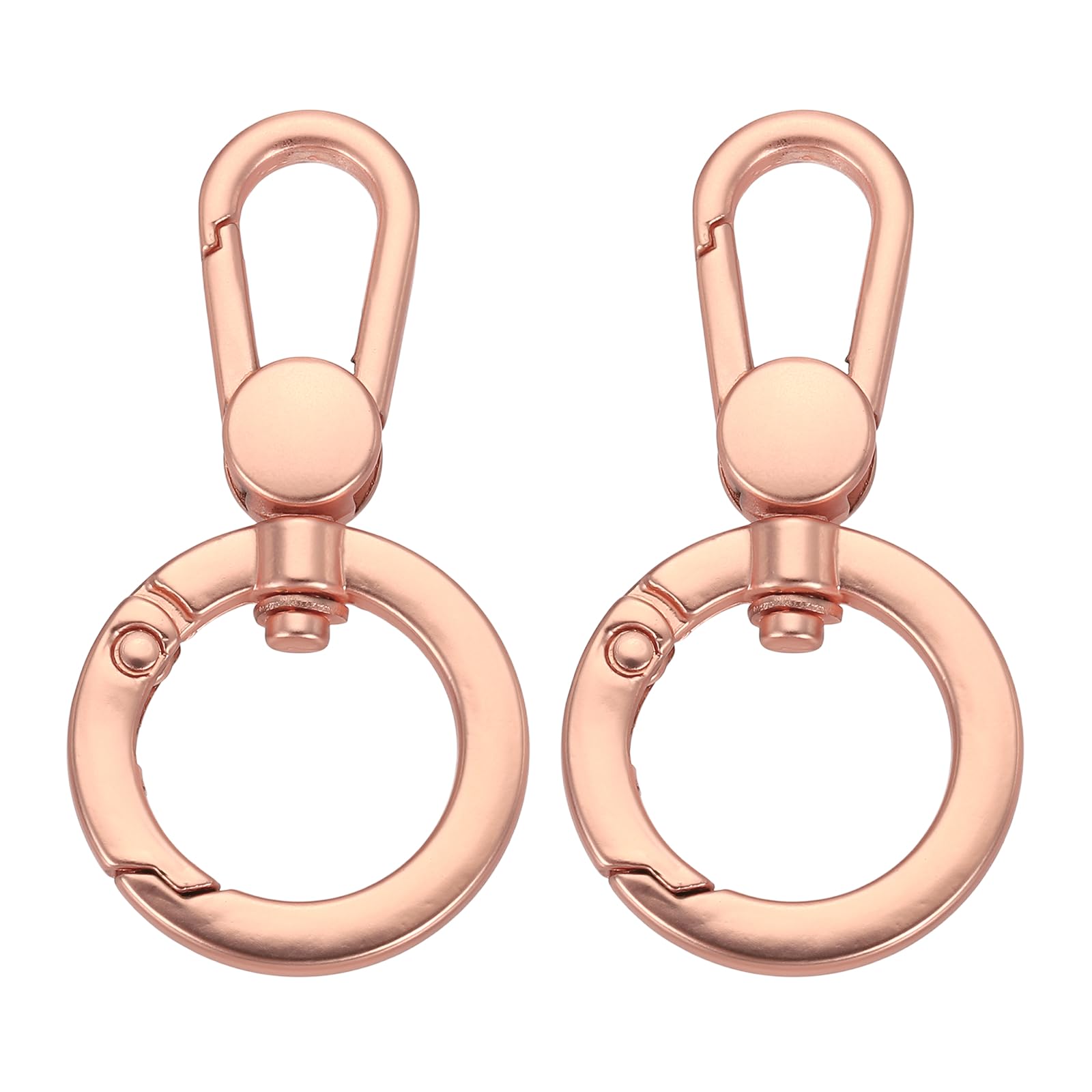 sourcing map 2Pcs Swivel Clasp Clip, Metal Spring Snap Hooks Keychain Key Ring Double Opening Lobster Claw Clasp Zinc Alloy Purse Clips for Jewelry Crafts Lanyard Making, Matte Rose Gold