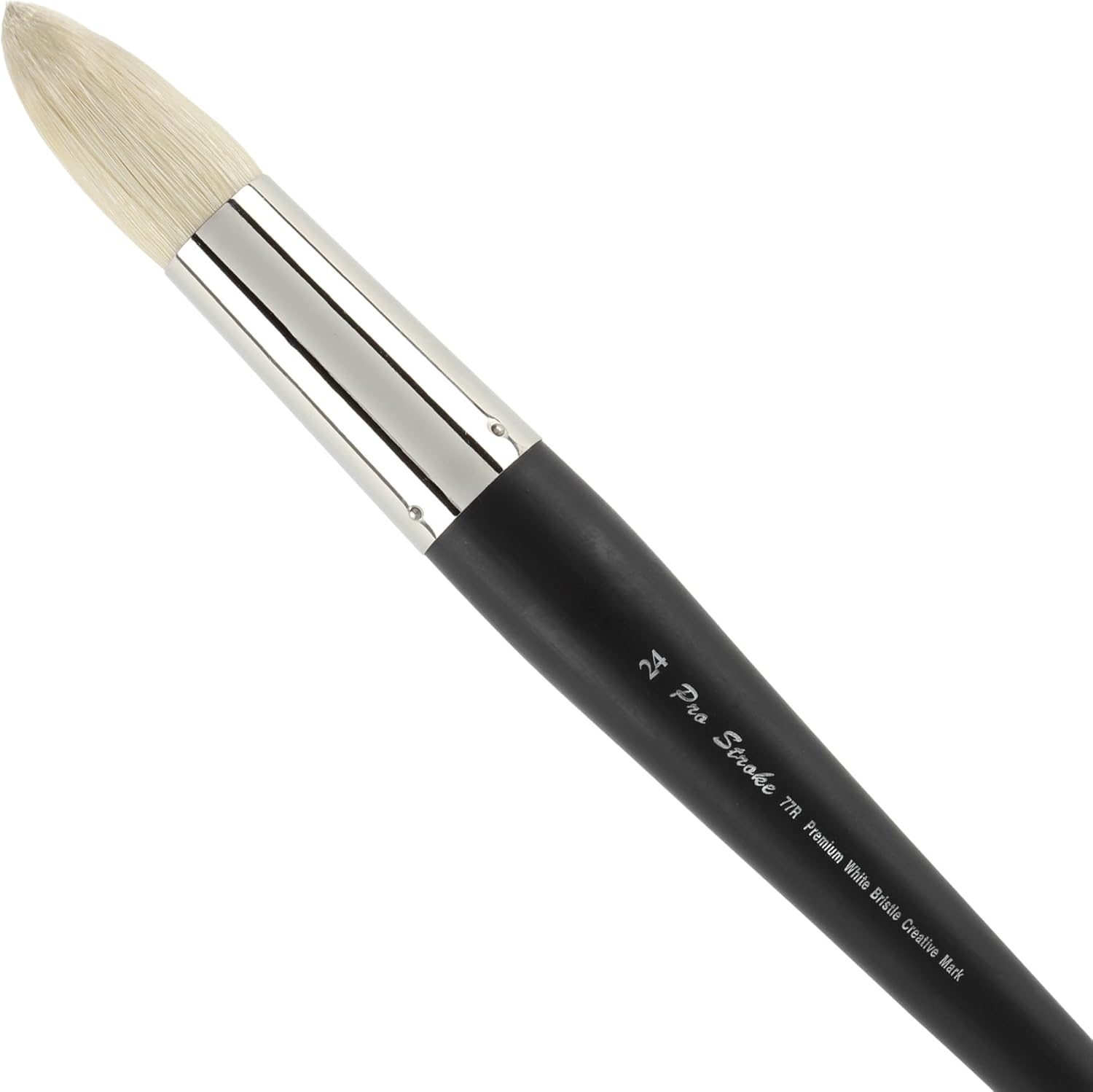 Creative Mark Pro Stroke Premium White Chungking Hog Bristle Artist Paint Brush - Round # 24 - Natural Bristle Brush w/Great Control Suitable for Oils, Watercolors, Acrylics, Alkyds, Caseins