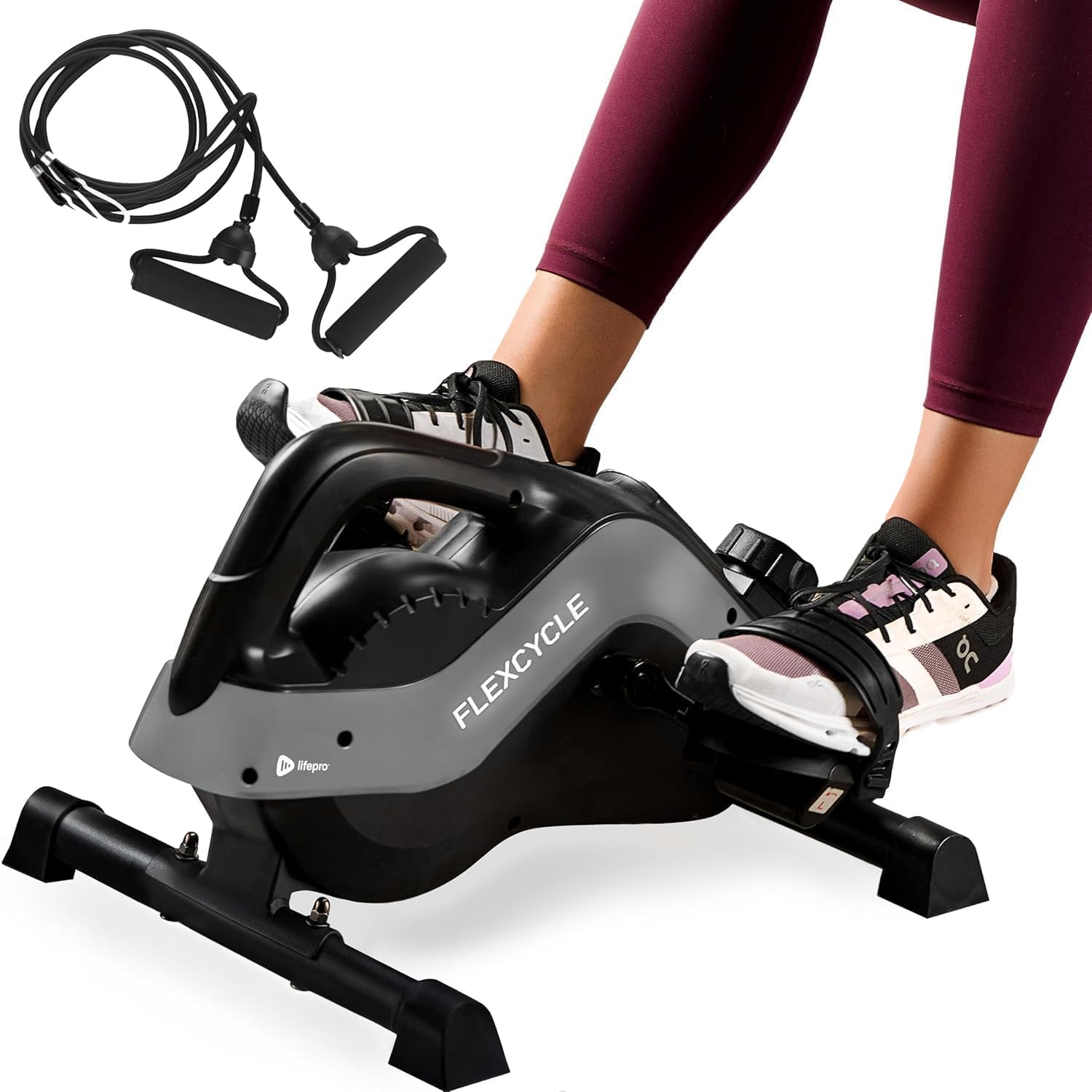 Lifepro Flexcycle Pédale d'exercice sous Le Bureau – Vélo D'appartement Magnétique Stationnaire avec Écran LCD Et Bandes De Résistance pour La Récupération des Bras Et des Jambes Et Thérapie –