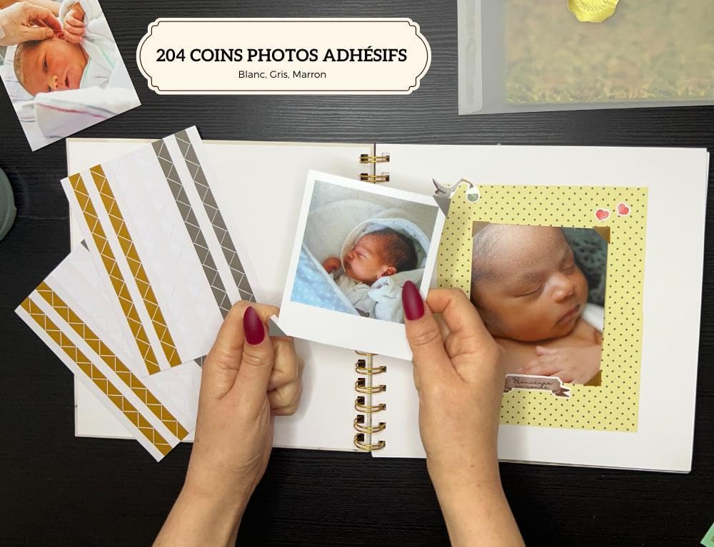 Album Bébé Kit de Scrapbooking de Naissance - Précieux Souvenirs - Cadeau de Maternité pour Garçons et Filles