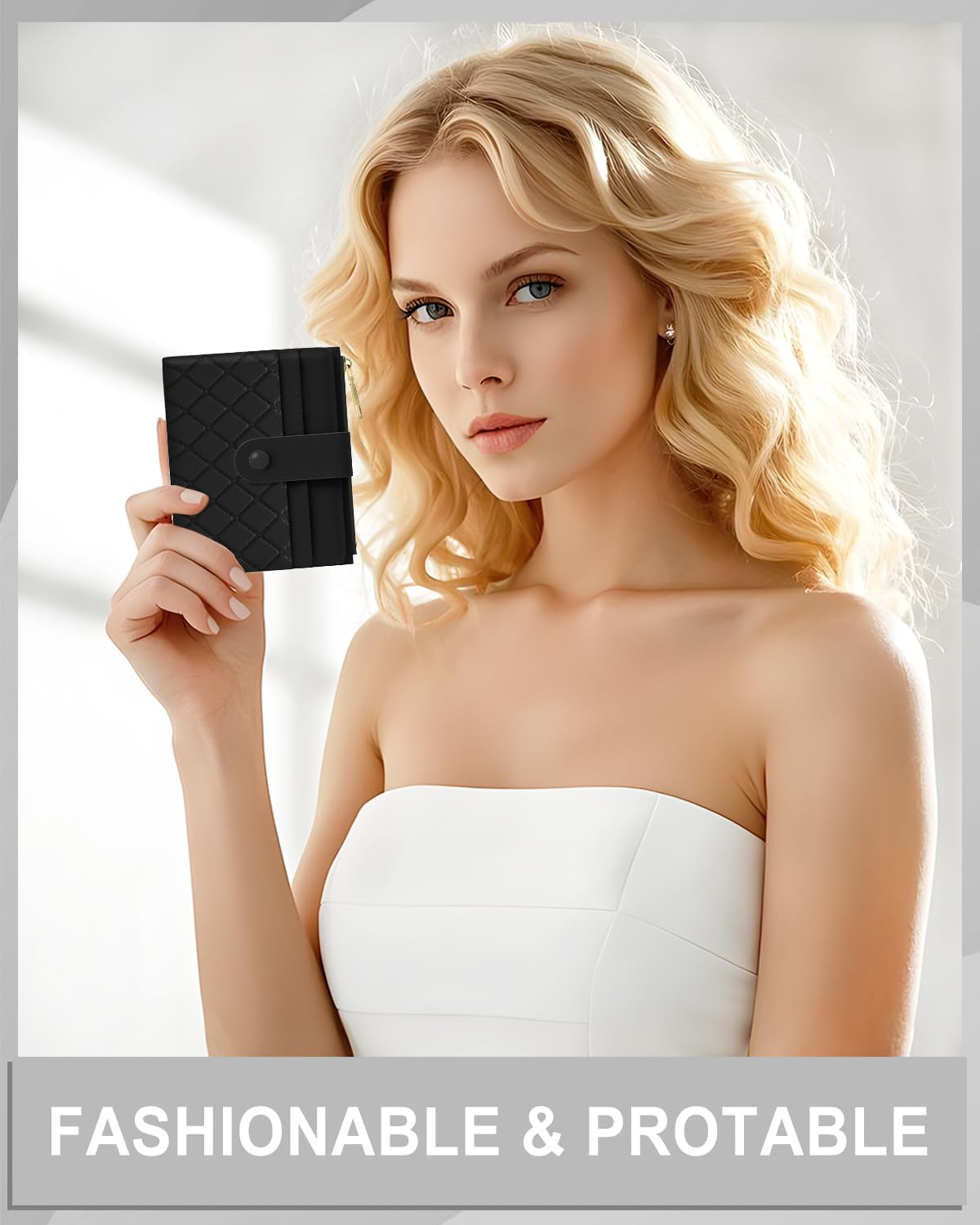 Womens Wallet, RFID Small Slim Wallets for Women, Compact Credit Card Holder, Cute Leather Bifold Ladies Purse with Zipper Coin Pocket and ID Window, Black