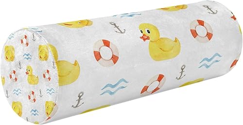 Almohada de goma con patos amarillos Lifebuoy para piernas, cuello, rodillo, fundas de almohada redondas decorativas para fundas de almohada
