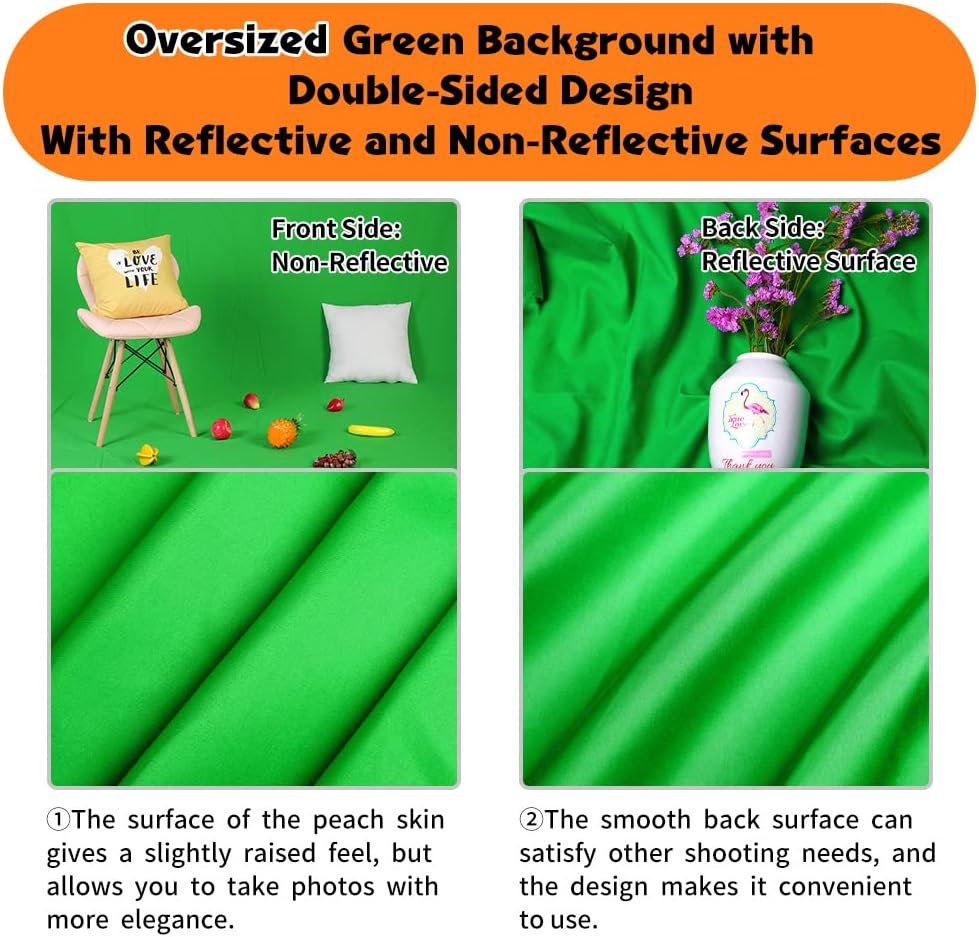 Green Screen Backdrop 10 x 20 ft, Photography Greenscreen Background for Streaming, 3 x 6M Photo Studio 100% Pure Polyester Collapsible Green Backdrop Background for Video Recording