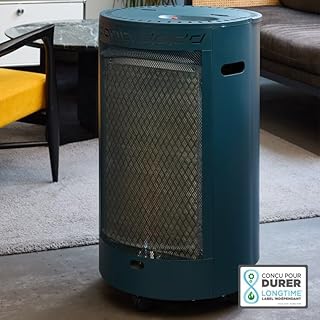 FAVEX - Chauffage d'appoint à gaz Ektor Catalyse - Prêt à l'emploi livré avec Tuyau et détendeur - Intérieur - Brûleur Céramique Catalyse - 2 Puissances de Chauffe - Jusqu'à 25 m² - Blue