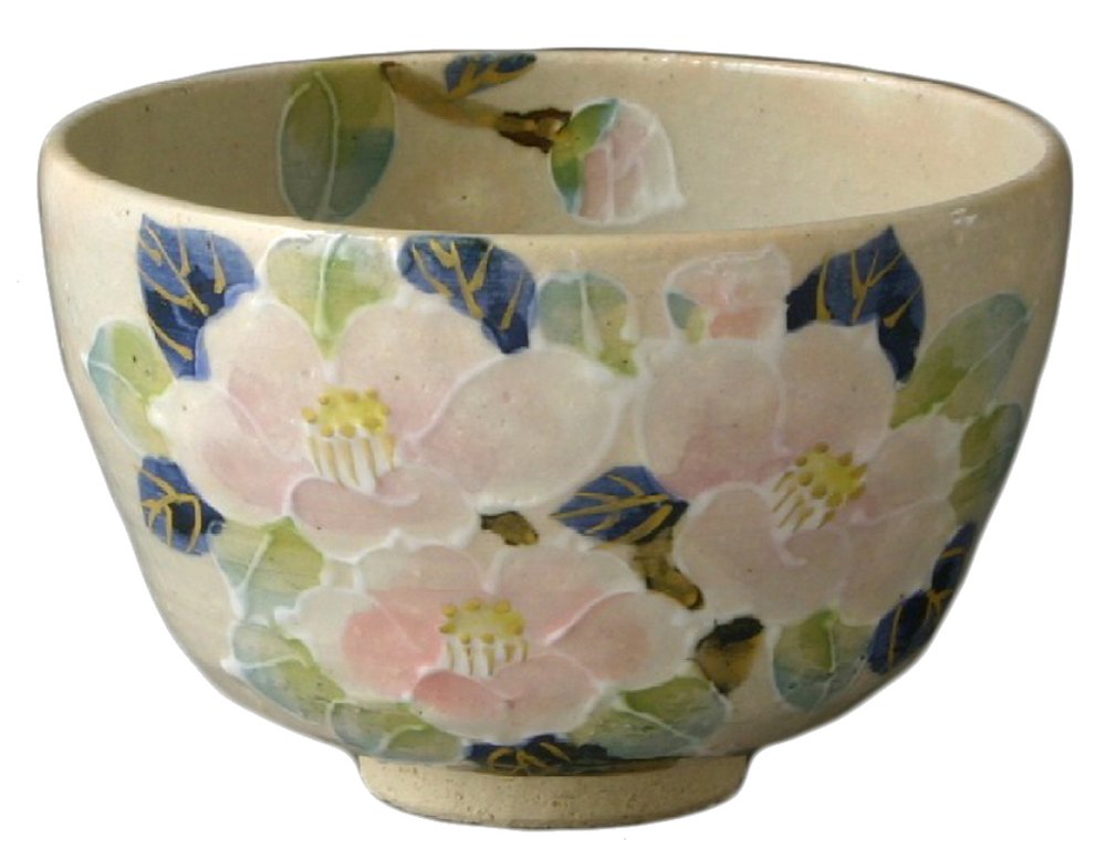 Amazon｜京焼 清水焼 瑞光窯 抹茶碗 (化粧箱入) 花椿 tzh588｜抹茶碗