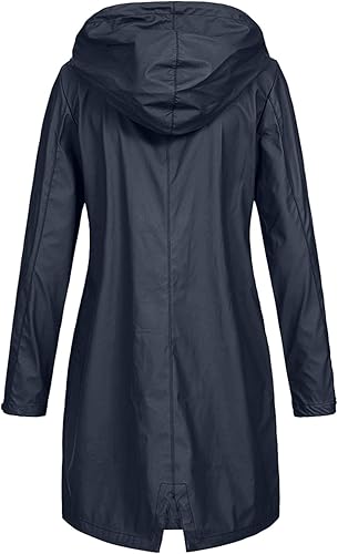 Miniatura 2 de Chaqueta larga con capucha impermeable resistente al viento para exteriores chaqueta larga de color para mujer abrigo para mujer chaqueta de lluvia