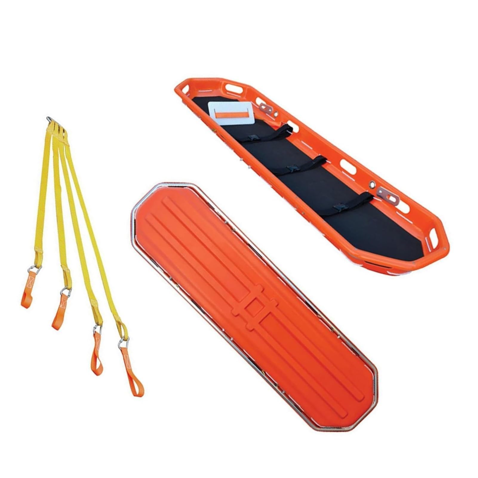 SGKOMN Hanging Baskets Helicopter Stretchers, Emergency Air PE Basket Stretcher, Detachable Outdoor Lifesaving Stretcher, Medical Spineboard, for Air Sea Mountain Medical Transport Gurney, Orange