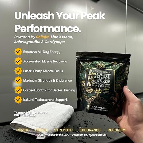 Miniatura 6 de Cápsulas Shilajit Seamoss con melena de león, Ashwagandha y Cordyceps - 120 cápsulas veganas para energía, concentración y bienestar