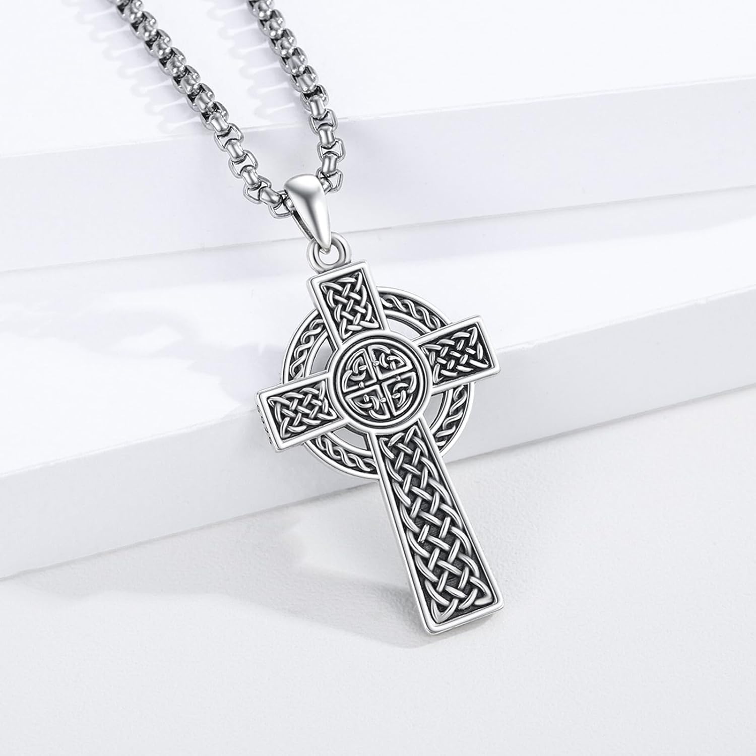 925 Sterling Silver Patron Saint Necklace Amulet Protection Pendant Religion Jewelry for Men Women With Stainless Steel Chain and Gifts Box - Image 6