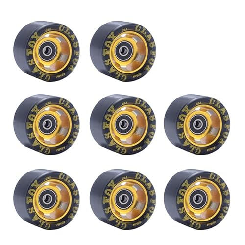 Clas Fox 95A Speed/Derby Wheels Aluminum Roller Skate Wheels Indoor Roller Replacement Wheel (Set Of 8) (Black Pu Gold Core) #TOP1