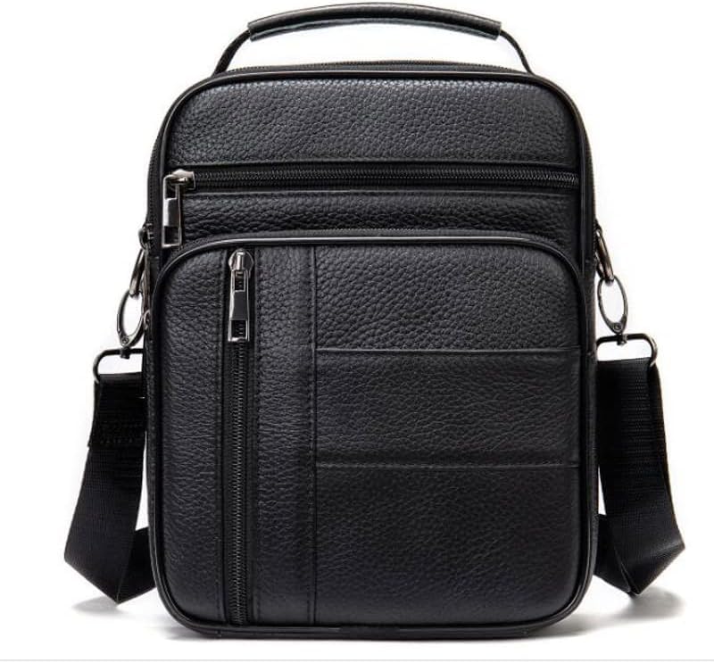 Bolso bandolera de piel auténtica para hombre con correa ajustable para laptop
