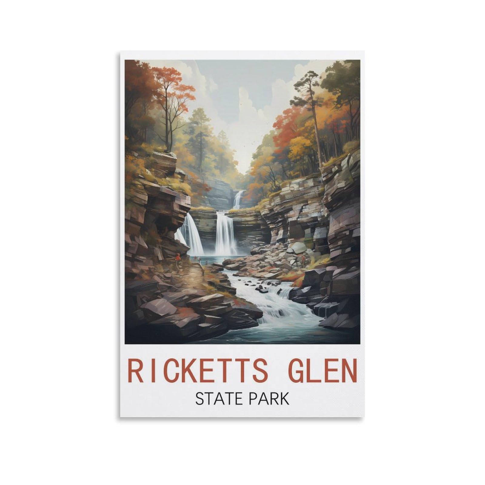 EZMLFA 5D Diamond Painting Kits for Adults,Ricketts Glen State Park,DIY Full Round Drill Diamond Dot Gem Art Kits for Adults,Crafts for Decor 40x50cm