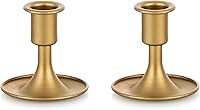 ROM ADEDI Gold Taper Candlestick Holders Set of 2 - Elegant Vintage Matte Finish for Weddings, Christmas Table Centerpieces & Home Decor