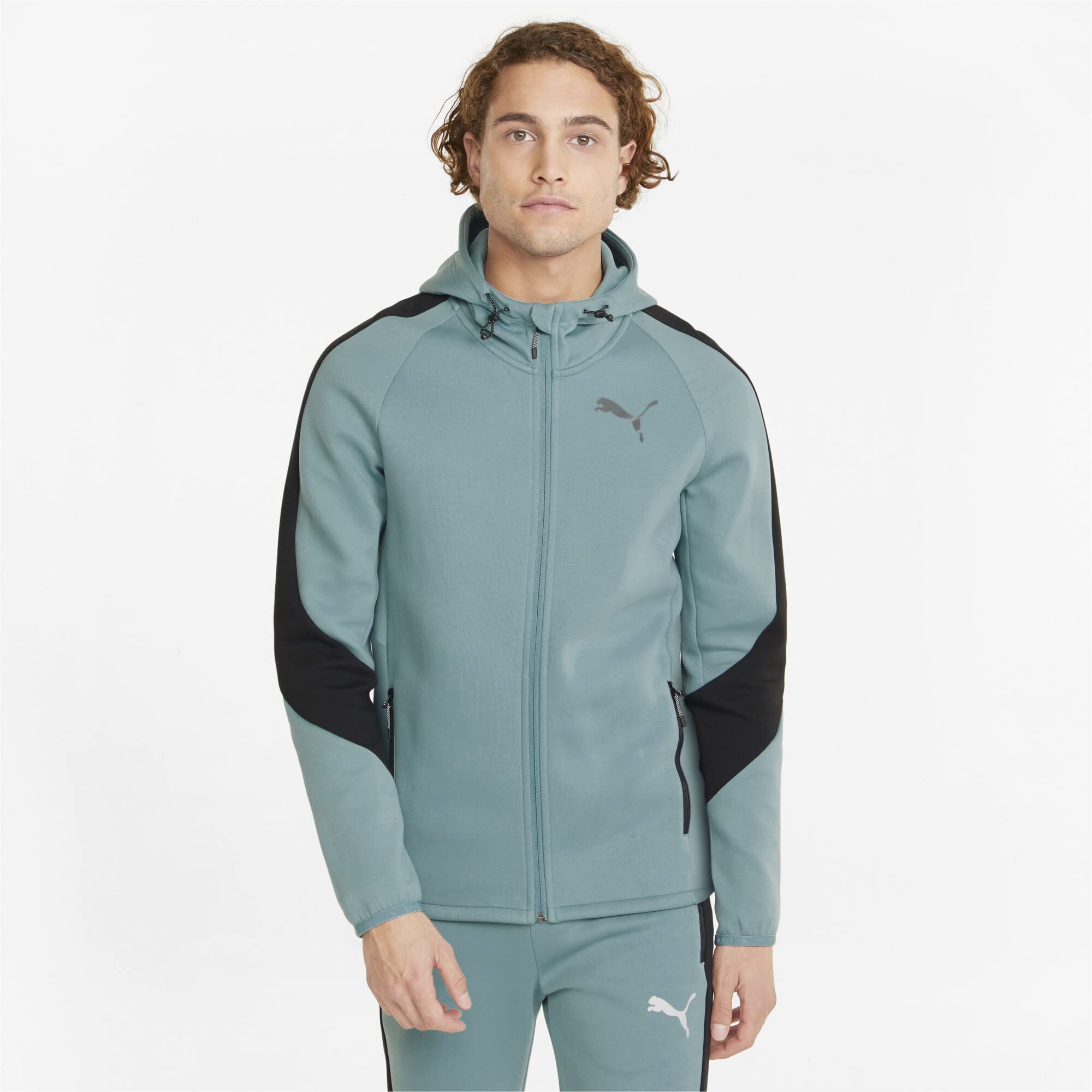 Evostripe bluza z kapturem na zamek błyskawiczny mineralny niebieski