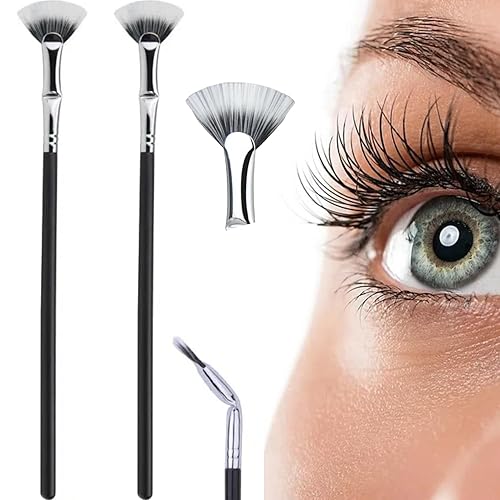 Vista 4 de Cepillo de pestañas festoneado de ángulo plegable – Herramienta separadora de pestañas – Cepillo de abanico de rímel en ángulo con forma de abanico