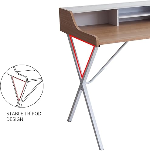 Miniatura 4 de Escritorio de computadora de 47.25 pulgadas para dormitorio, oficina en casa, escritorio, mesa de oficina, escritorio de trabajo con estantes,